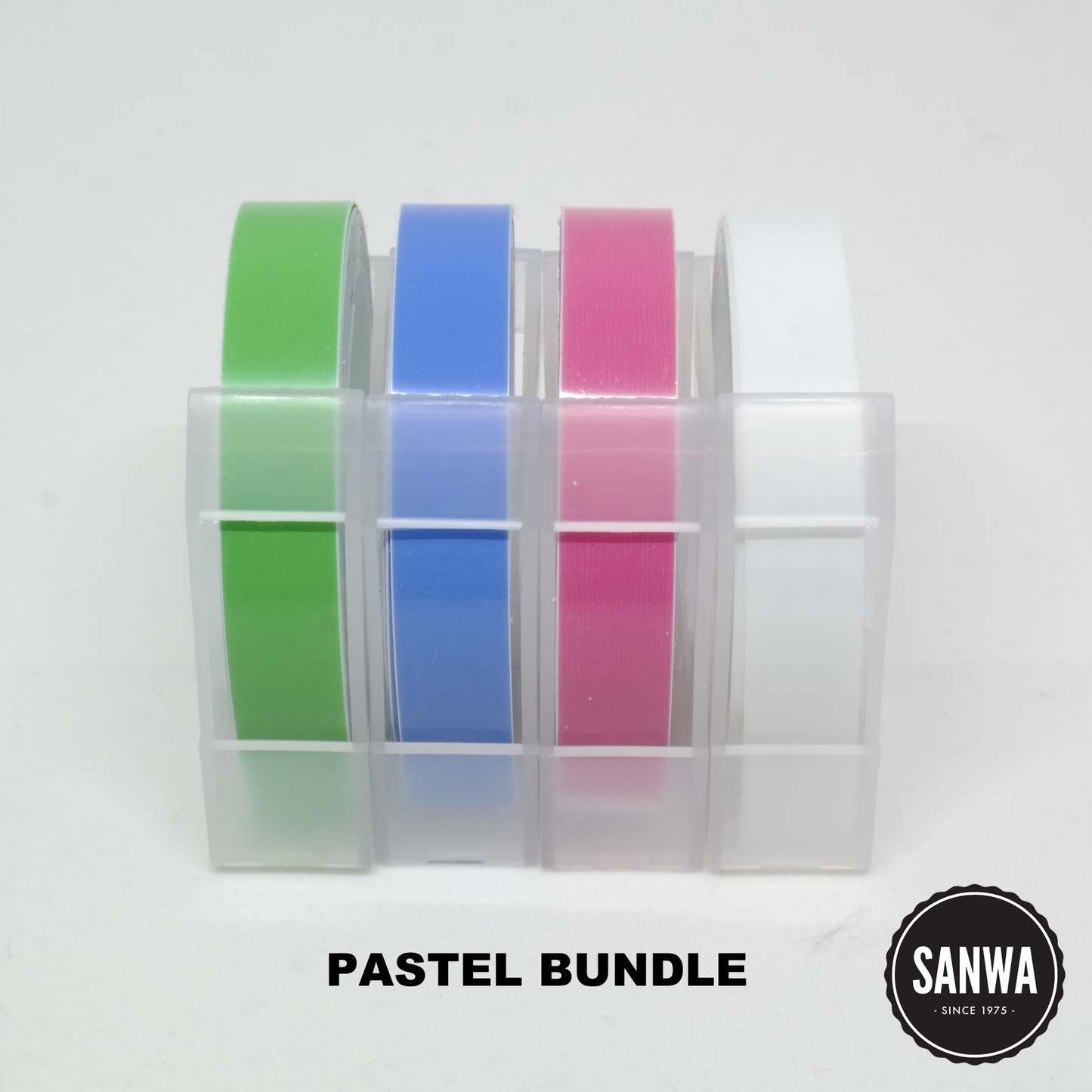 4 pack of Tapewriter Refill Tapes in Pastel Blue, Pastel Pink, Pastel Green & Clear