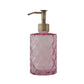 NEW - 2 pack 400mL (13.5mL) Diamond Patterned Glass Soap Dispenser with Narrow Stainless Steel Pump