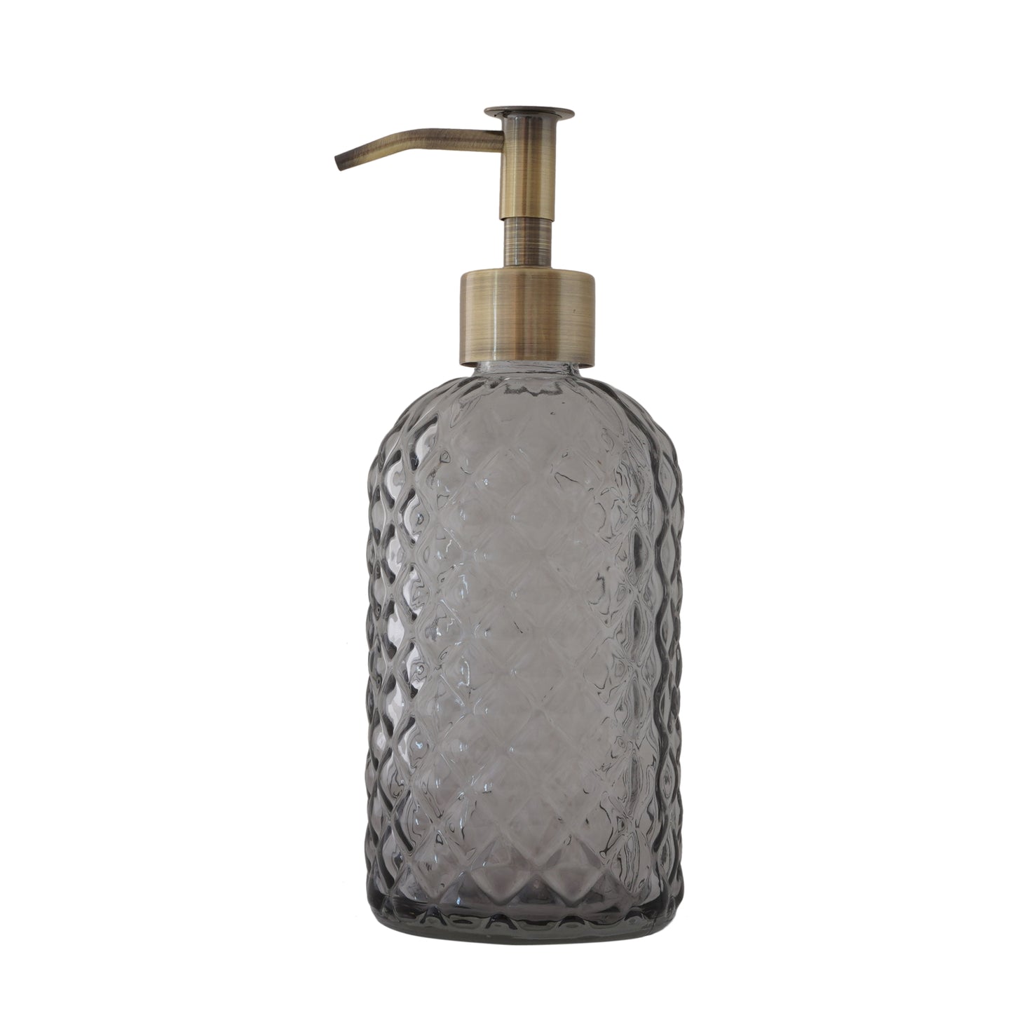 NEW - 2 pack 400mL (13.5mL) Diamond Lattice Glass Soap Dispenser with Narrow Stainless Steel Pump