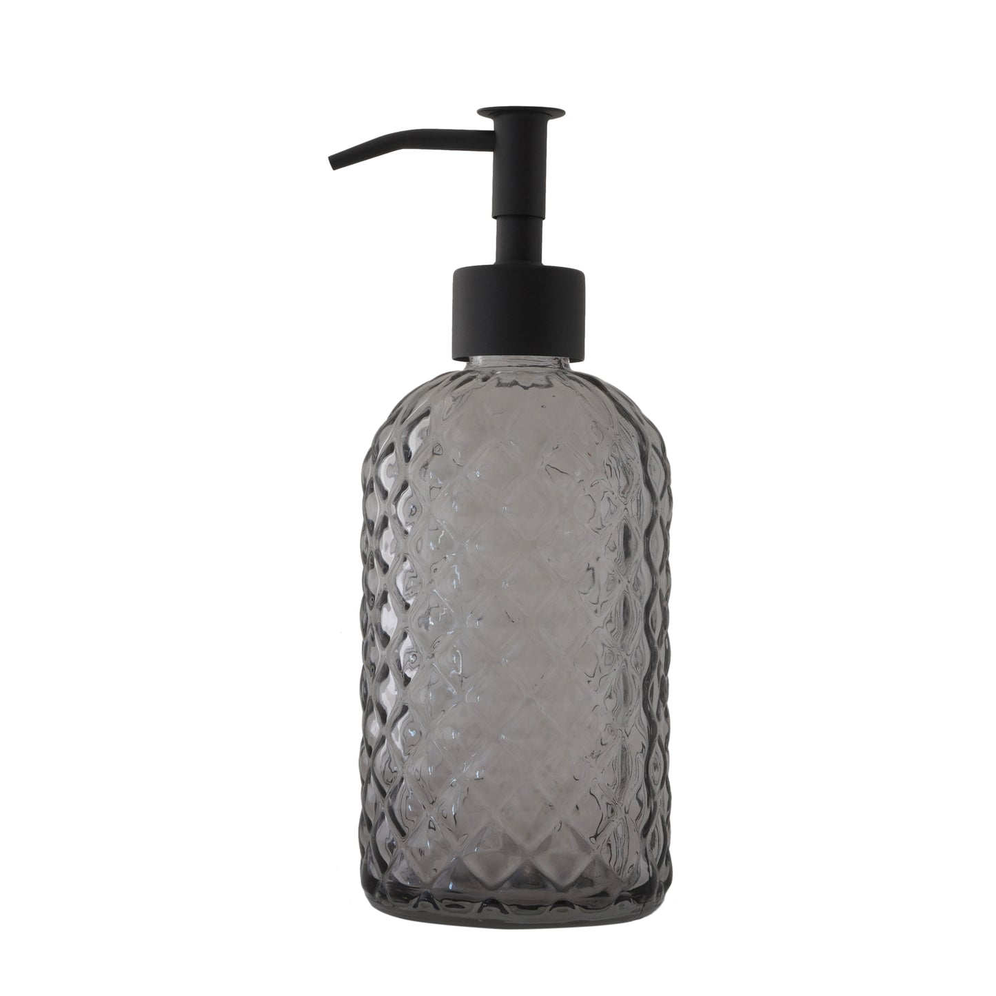 NEW - 2 pack 400mL (13.5mL) Diamond Lattice Glass Soap Dispenser with Narrow Stainless Steel Pump