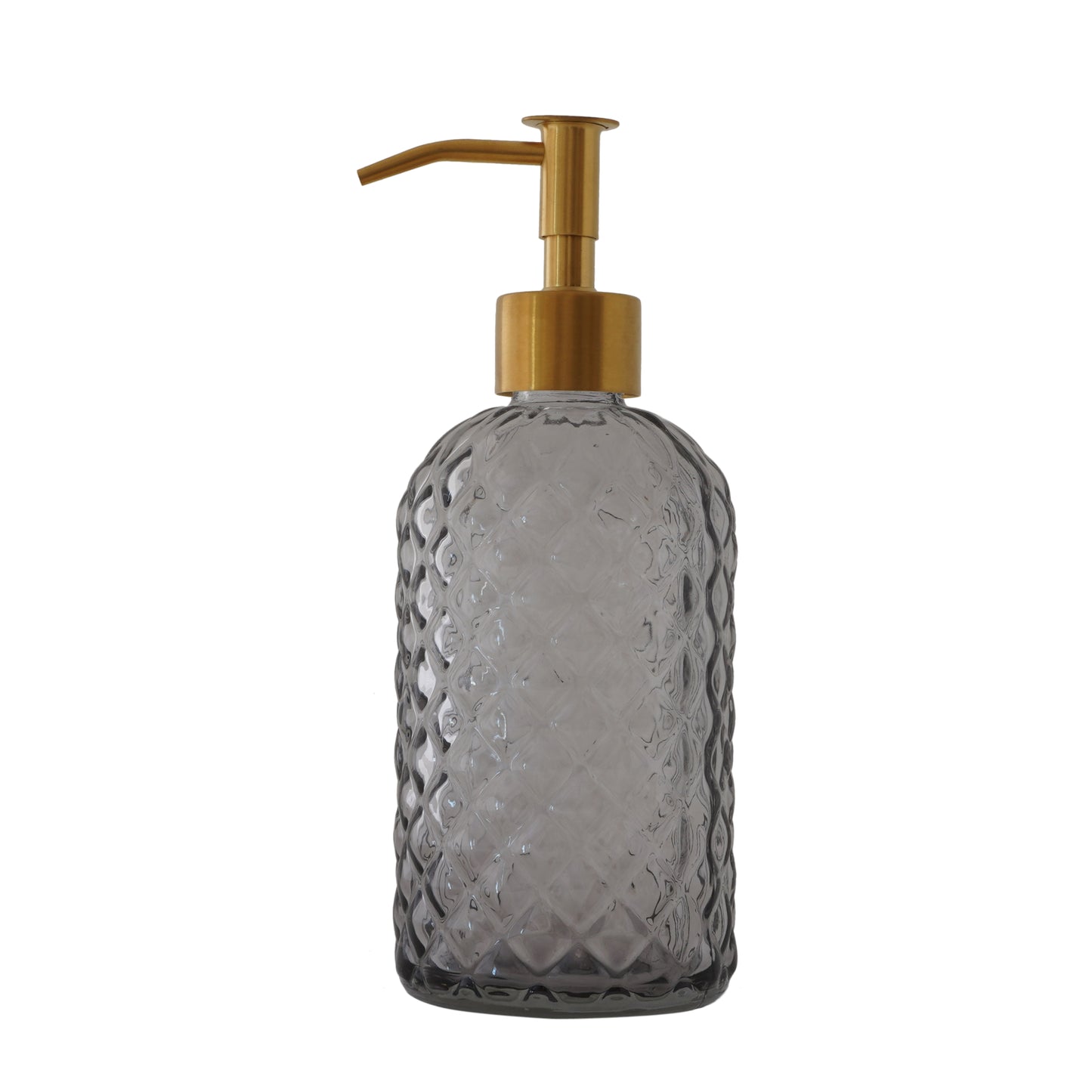 NEW - 2 pack 400mL (13.5mL) Diamond Lattice Glass Soap Dispenser with Narrow Stainless Steel Pump