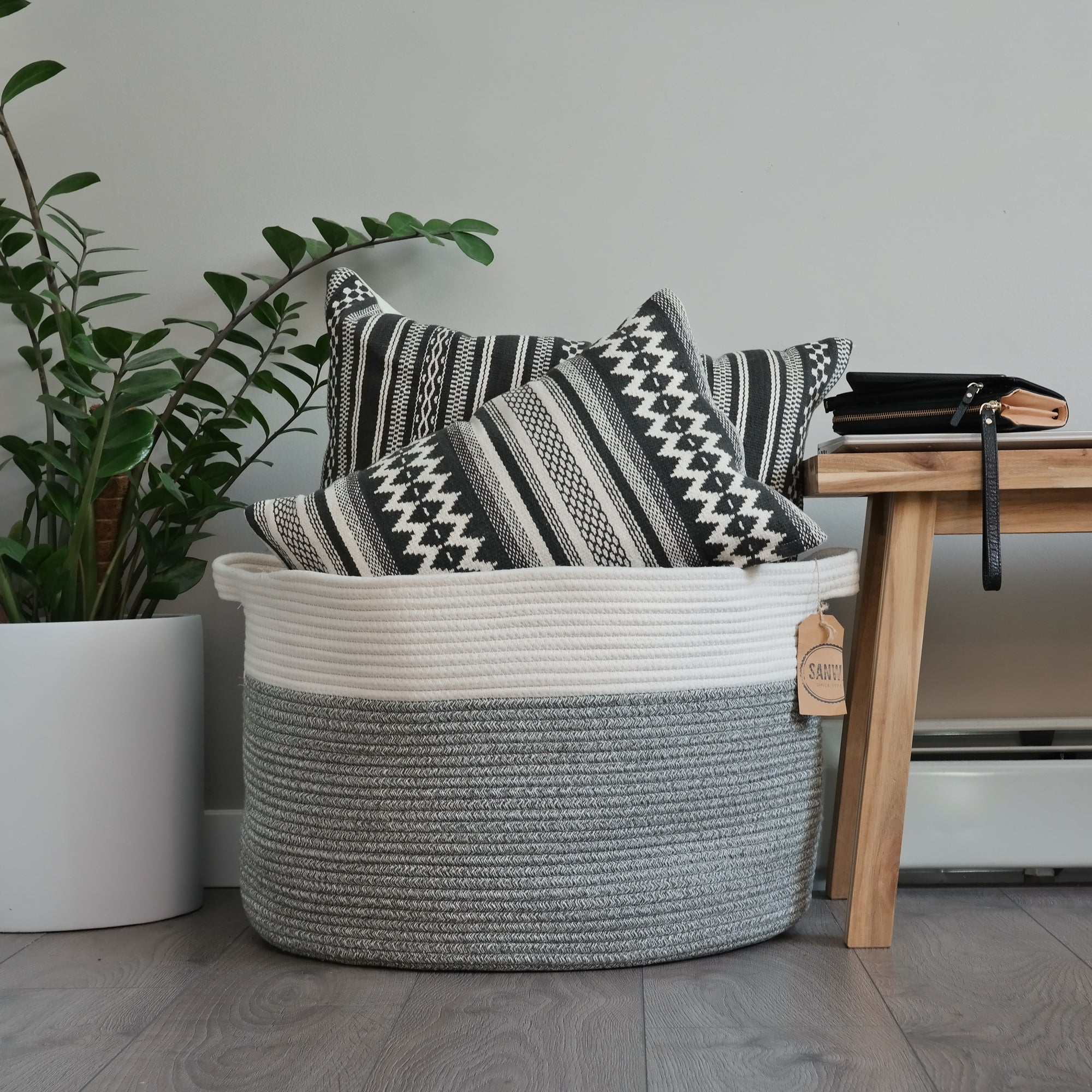 Baskets for blankets discount in living room