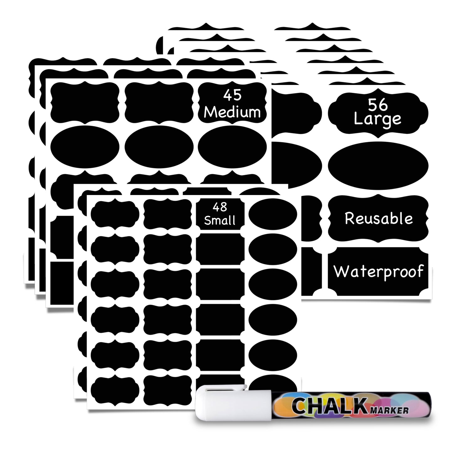 96 Premium Chalkboard Labels Bulk - Free Erasable Chalk Pen - Dishwasher Safe 