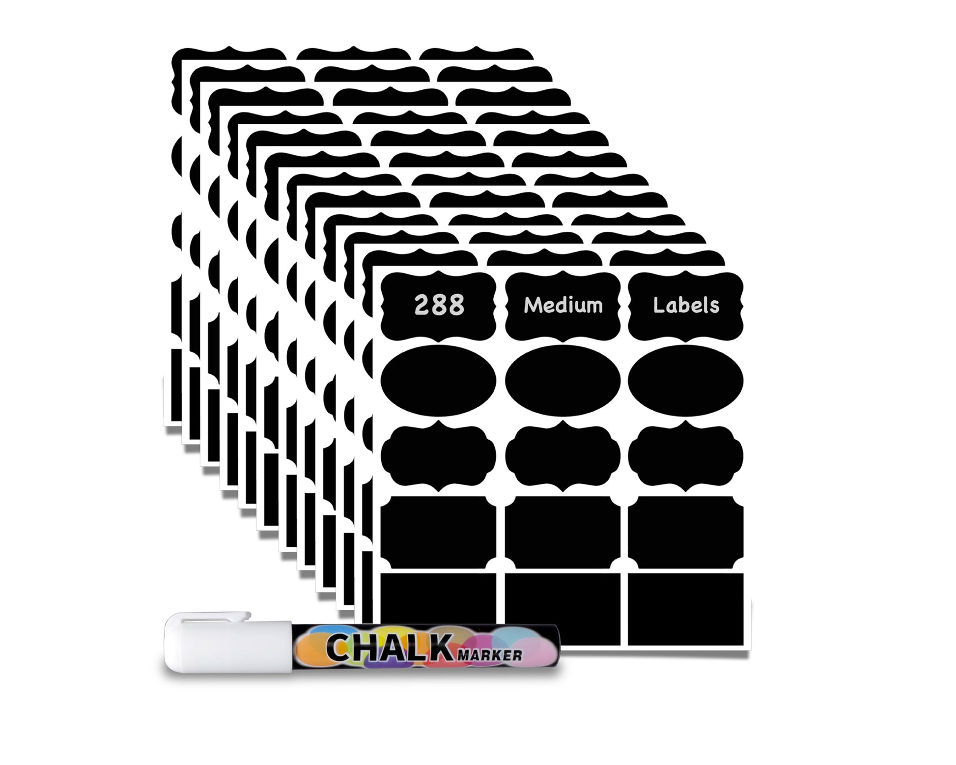 Vinyl Sticker Labels - Small Medium Large Chalkboard Labels with Erasable  Chalk Marker Pen - Variety of styles Reusable Removable Waterproof  Dishwasher Safe Premium Blackboard Stickers for Mason Jars Glass Bottles  Storage